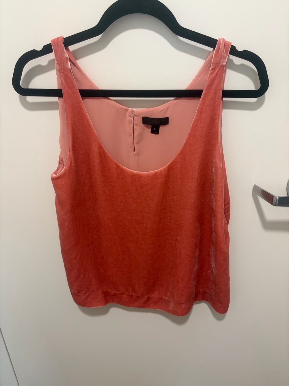 J. Crew Velvet Scoop Camisole in Coral Pink